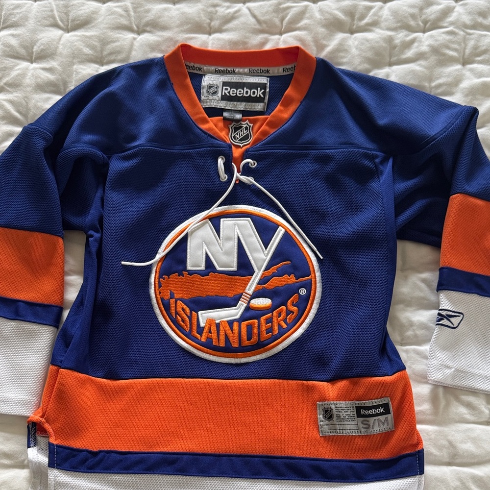 Reebok Kids New York Islanders Royal Blue and Orange Hockey Jersey